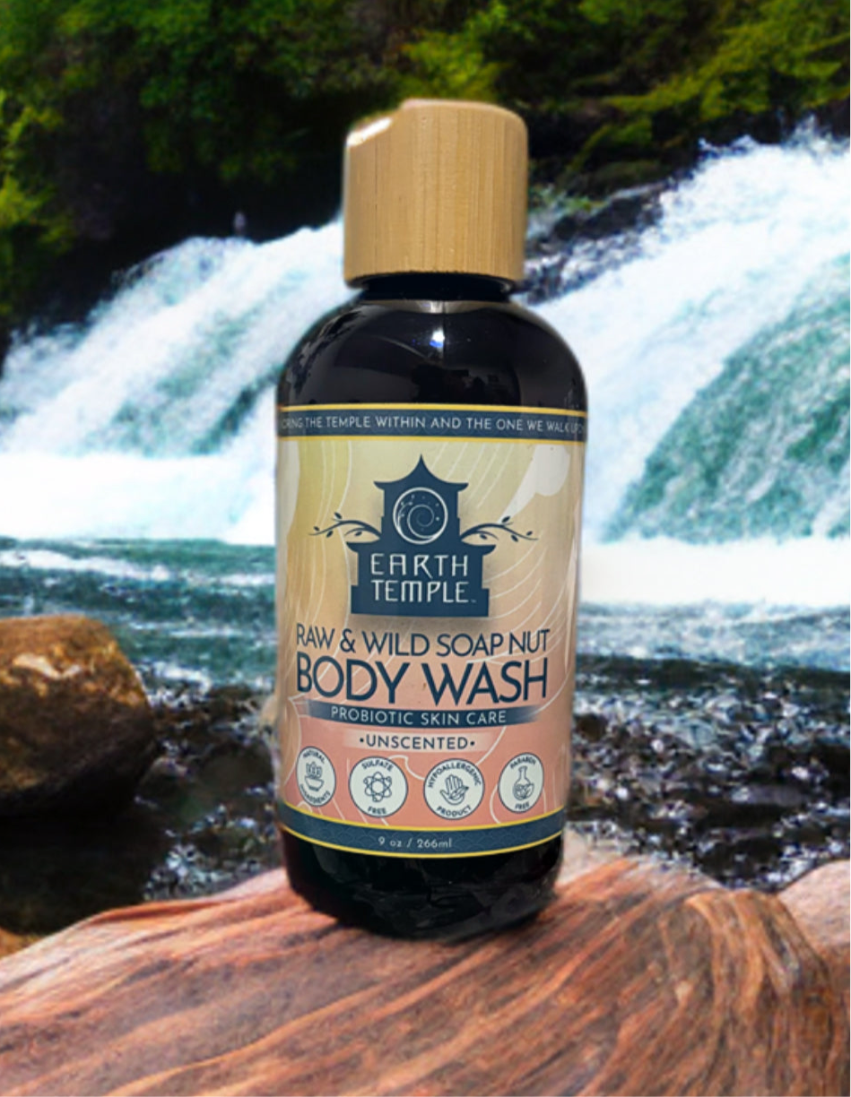 Earth Temple’s Raw and Wild Soap Nut Body Wash (Original Unscented) 9oz